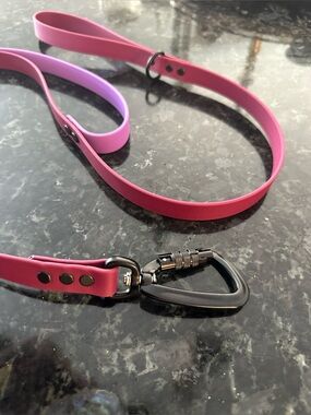 Custom BioThane Dog Leash 4 Ft Wine + Amethyst Traffic Handle Locking Carabiner